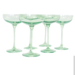 Estelle Colored Glass - Green Glass Coupe - set of 6